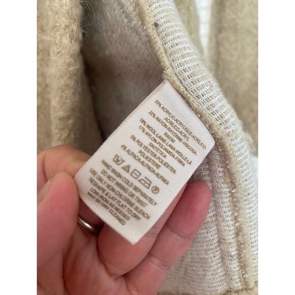 Wool Blend Tan Free People Military Sweater Coat - Size Medium-missing button - Picture 5 of 8